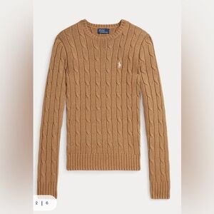 Ralph Lauren Cable-Knit Crewneck Sweater - Camel Melange